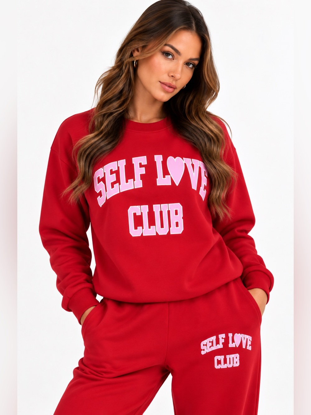 Self Love Club Graphic Crewneck Sweatshirt - Red L / XL